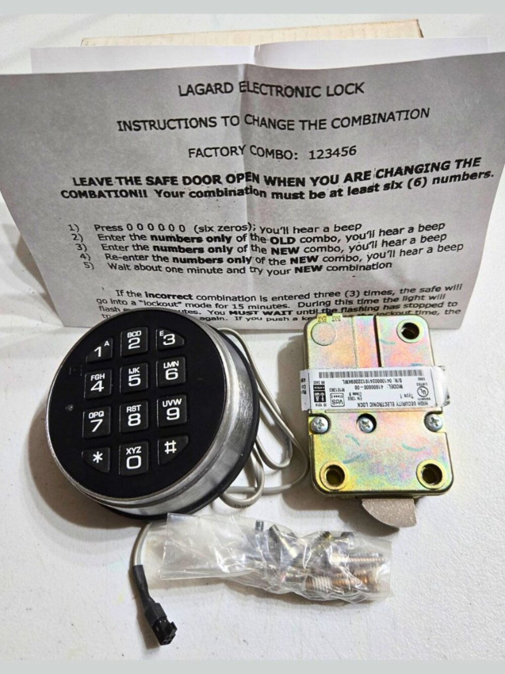 LA GARD COMBOGARD Electronic Safe Lock LAG3650 Keypad Deadbolt Steel